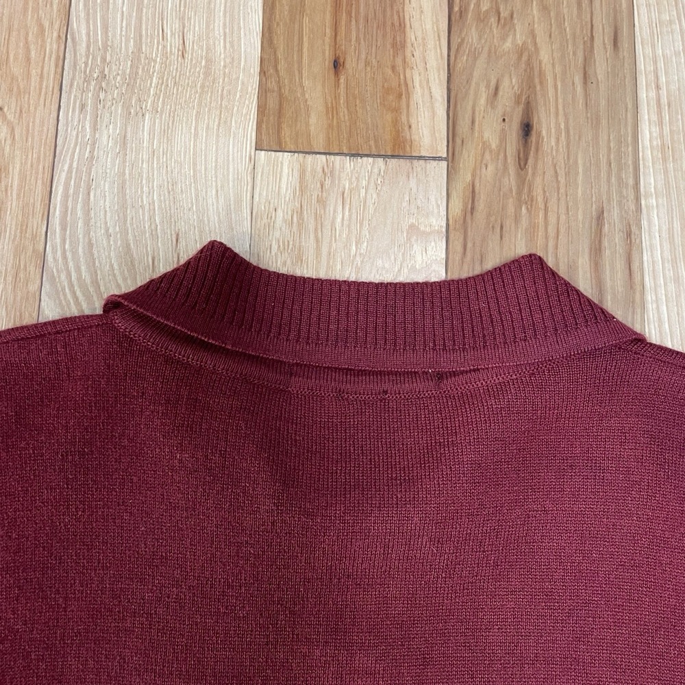 Murano Italia Men's Wool Blend Sweater Made in Italy Maroon Collar Sweater Sz L - Picture 6 of 10